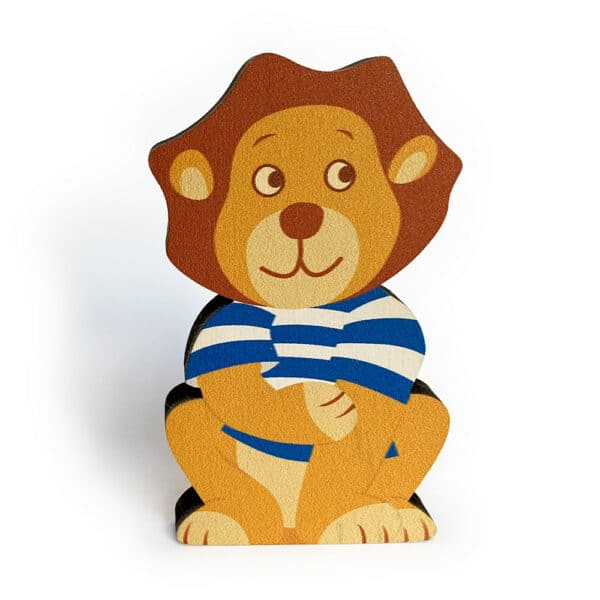 Personnage de lion en bois