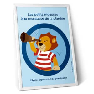 Affiche de lion avec une longue vue