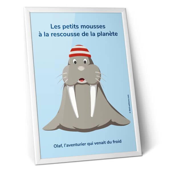 Affiche d'un morse avec un bonnet