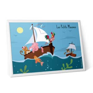 Affiche déco des petits mousses en bateau
