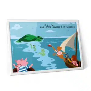 Poster déco pour enfant avec des tortues